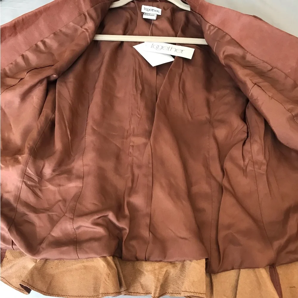 Together 100% Leather Jacket Brown Size 10 - Picture 6 of 16